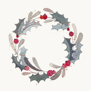 Postkarte - Weihnachtskranz Ilex
